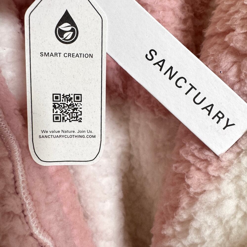 Sancturary Womens Shawl Collar Sherpa Robe Size L/XL Plush Checker Winter Pink - Picture 4 of 14
